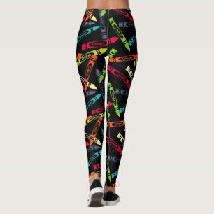 Leggings Colorier les Crayons sur le noir, mignonnes jambes