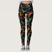 Leggings Colorier les Crayons sur le noir, mignonnes jambes (Devant)