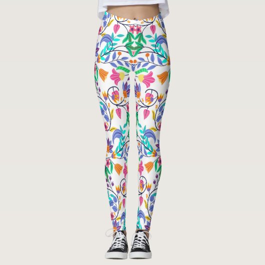 Leggings Colourful Exotic Floral Pattern-23147 (Devant)