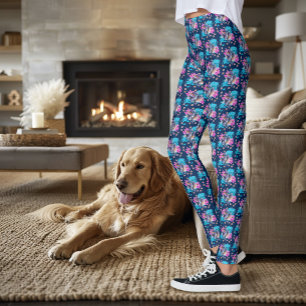 Leggings Combat de poissons siamois Betta Vagues de Lotus B