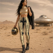 Leggings Combinaison spatiale Android métallique Alien Robo