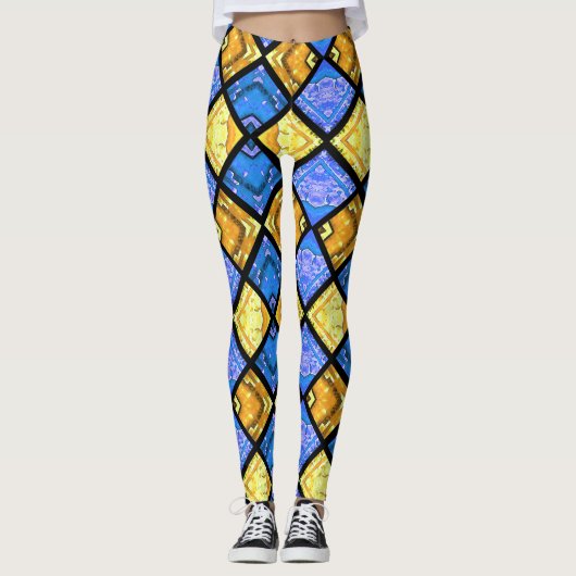 Leggings Commedia dell'Arte Arlequin Bleu & Or (Devant)