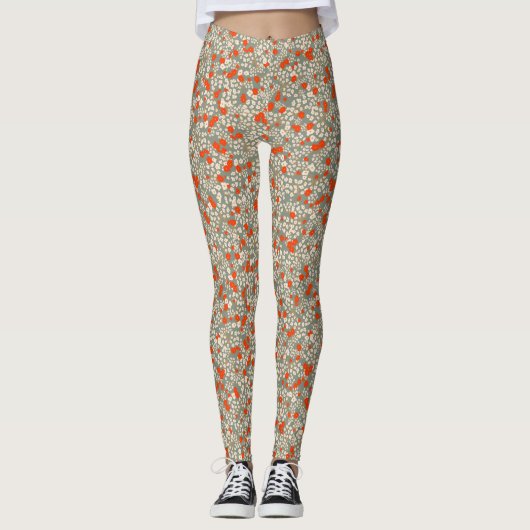 Leggings Commodité Yoga fleurs rouge et vert (Devant)