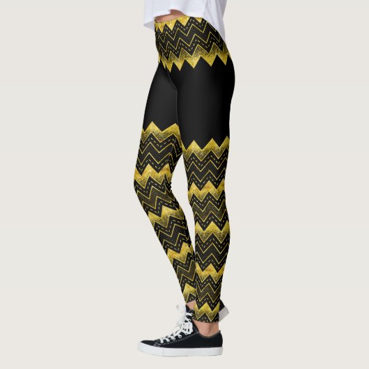 Leggings Composition fausse Parties scintillant Chevron Bla (Gauche)