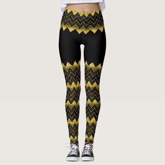 Leggings Composition fausse Parties scintillant Chevron Bla (Devant)