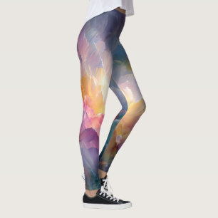Leggings Composition florale pastel abstraite lumineuse