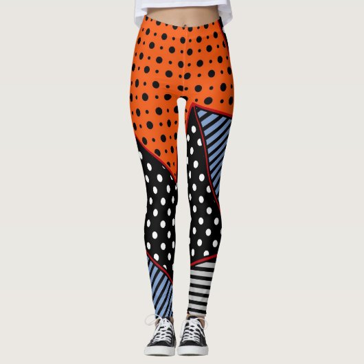 Leggings Composition géométrique Abstraite : Bleu orange (Devant)