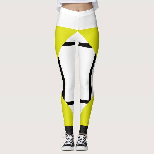 Leggings Composition I Lozengs 4 lignes Bl Jaune (Devant)