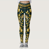 Leggings Comtesse Black Turquoise Vert Plaid Or Floral (Devant)