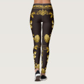 Leggings Comtesse Chaîne d'or Lion Emblem Floral Espresso (Dos)