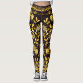Leggings Comtesse Chaîne d'or Lion Emblem Floral Espresso (Devant)