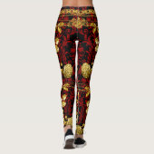 Leggings Comtesse Or Chaîne Florale Rouge Noir Damas (Dos)