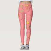 Leggings Concepteur à fleurs de corail (Devant)