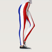 Leggings Concepteur à rayures verticales ~ Rouge ~ Blanc ~ (Droite)