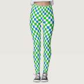 Leggings Conception à carreaux bleu blanc vert (Devant)