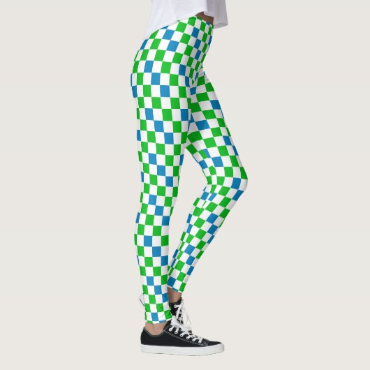 Leggings Conception à carreaux bleu blanc vert (Droite)