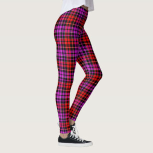 Leggings Conception à carreaux tartan noir rouge violet