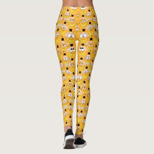 Leggings Conception à la mode jaune d'Emoji d'amusement (Dos)
