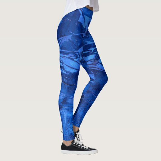 Leggings Conception abstraite, bleu océanique profond (Droite)