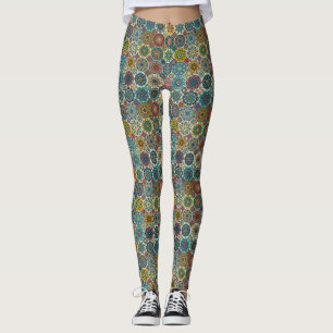 Leggings Conception abstraite colorée de motif de tuile