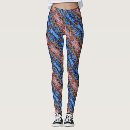 Leggings Conception abstraite de bandes spirales bleues et (Devant)