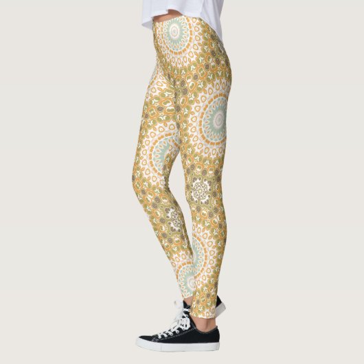 Leggings Conception Abstraite de Mandala Terreux Chaud (Gauche)