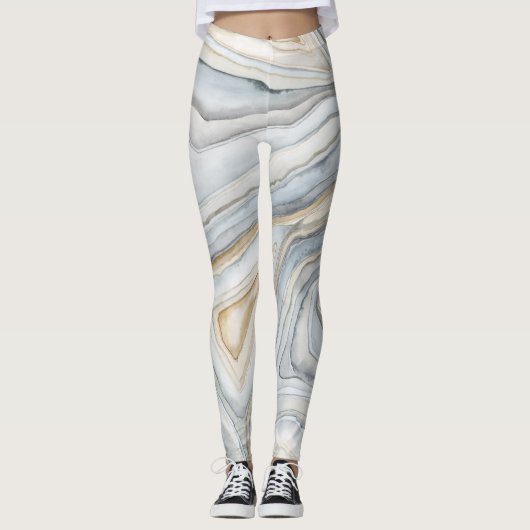 Leggings Conception abstraite en marbre gris (Devant)