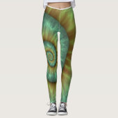 Leggings Conception abstraite en spirale verte (Devant)