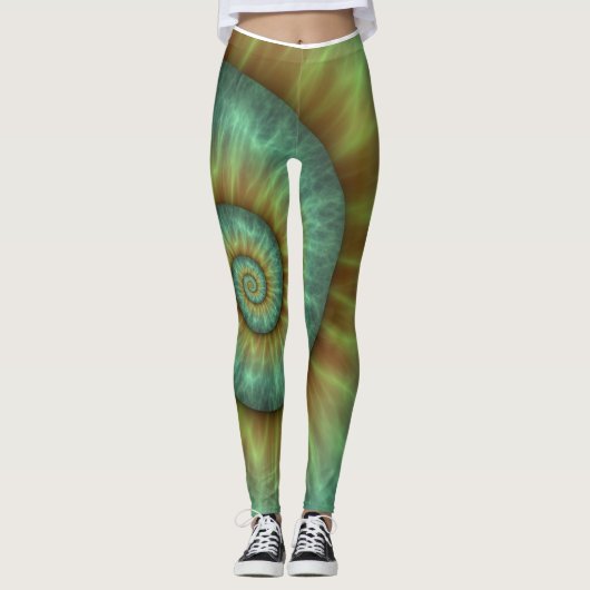 Leggings Conception abstraite en spirale verte (Devant)