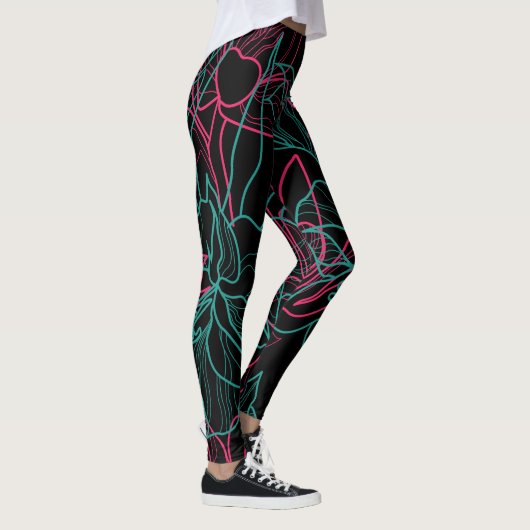 Leggings Conception Abstraite Floral Line Art Motif (Droite)