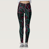 Leggings Conception Abstraite Floral Line Art Motif (Devant)