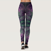Leggings Conception Abstraite fractale violet et verte (Dos)
