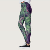 Leggings Conception Abstraite fractale violet et verte (Gauche)