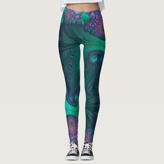 Leggings Conception abstraite moderne d'océan (Devant)