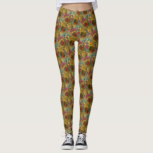 Leggings Conception Abstraite peinte colorée (Devant)