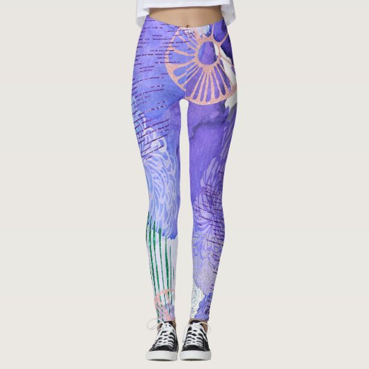 Leggings Conception abstraite violette (Devant)
