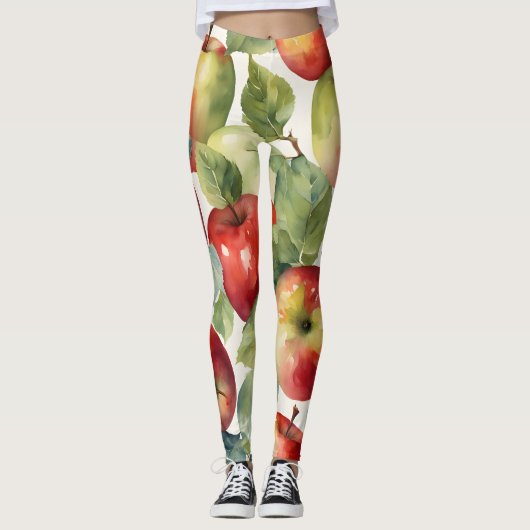 Leggings Conception aquarelle de pommes fraîches (Devant)