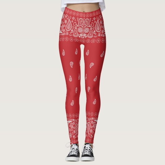 Leggings Conception classique de Bandana de Paisley Rouge (Devant)