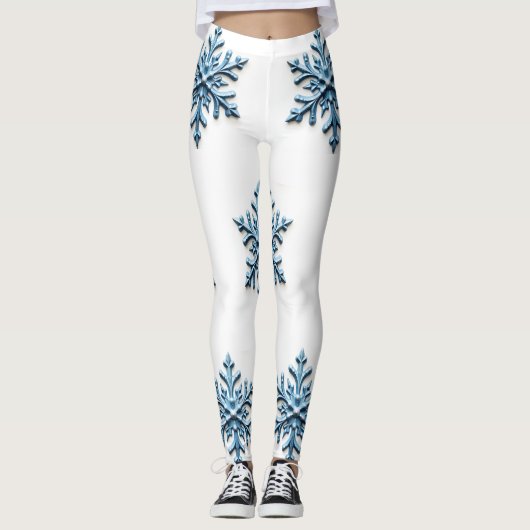 Leggings Conception confortable de flocon de neige en blanc (Devant)
