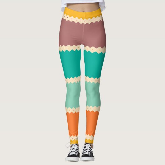 Leggings Conception d'abrégé sur rangées de losange (Devant)