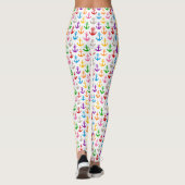 Leggings Conception d'ancre de bateau colorée blanche (Dos)