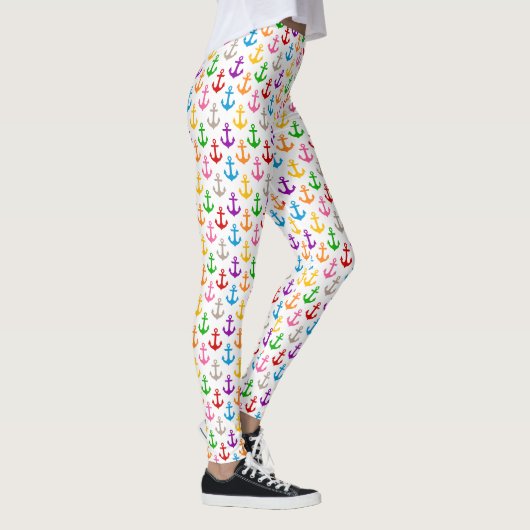 Leggings Conception d'ancre de bateau colorée blanche (Droite)