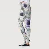 Leggings Conception d'anémone et d'eucalyptus moderne (Gauche)