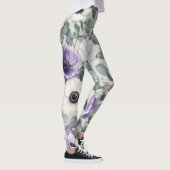 Leggings Conception d'anémone et d'eucalyptus moderne (Droite)