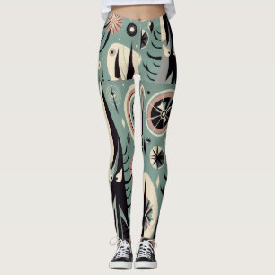 Leggings Conception d'arbre cosmique abstrait géométrique
