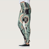 Leggings Conception d'arbre cosmique abstrait géométrique (Gauche)