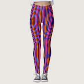 Leggings Conception de bandes verticales orange bleu rose (Devant)