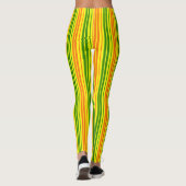 Leggings Conception de bandes verticales orange jaune vert (Dos)
