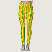 Leggings Conception de bandes verticales orange jaune vert (Devant)