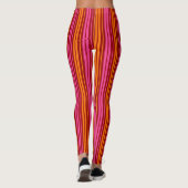 Leggings Conception de bandes verticales orange rose rouge (Dos)
